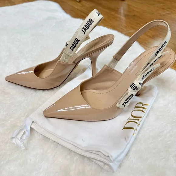 J'Adior Nude Patent Leather Slingback Pumps - Picture 1 of 7